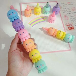 Cute Kawaii Silicon Octopus Stackable Highlighter Set